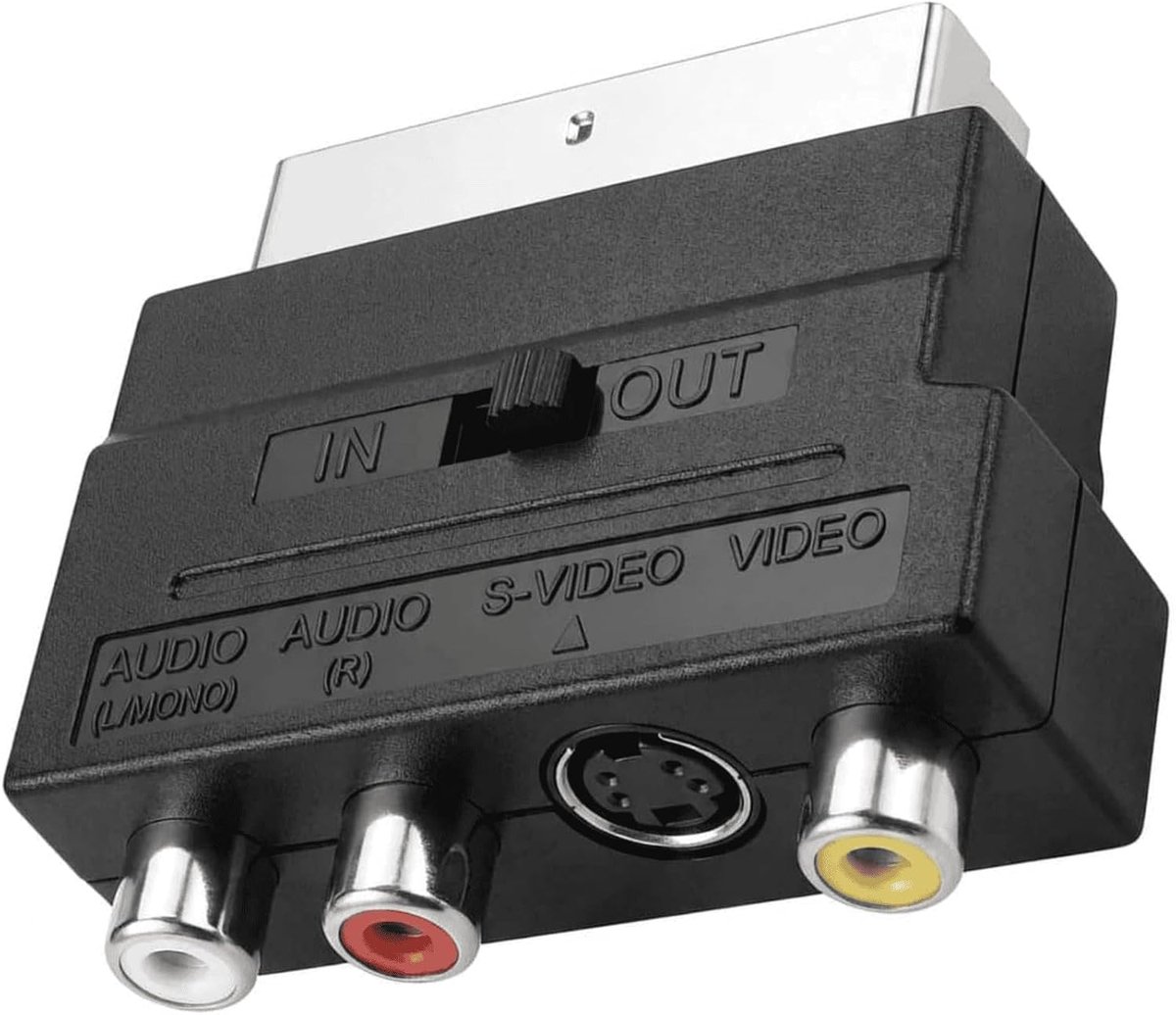 Scart naar 3 x RCA connectoren IN/UIT schakelaar - S-Video AV audio video adapter - optimale beeld- en geluidskwaliteit - ShopVlot