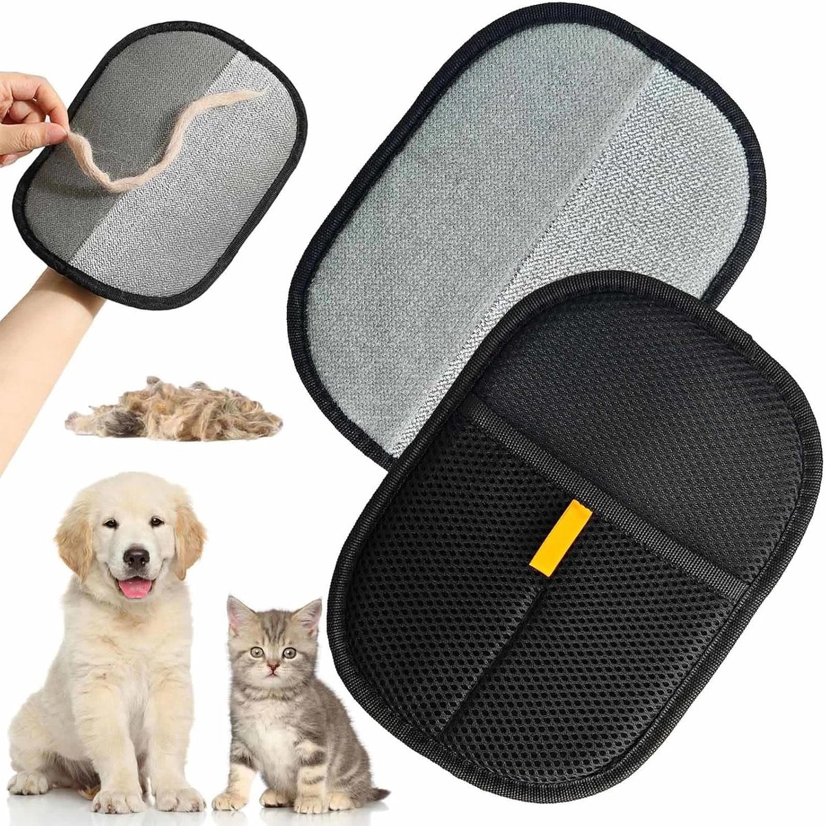 Huisdierenhaar Verwijderhandschoenen 24x17 cm - Dubbelzijdig Antistatisch - Herbruikbare Verzorgingshandschoenen - ShopVlot