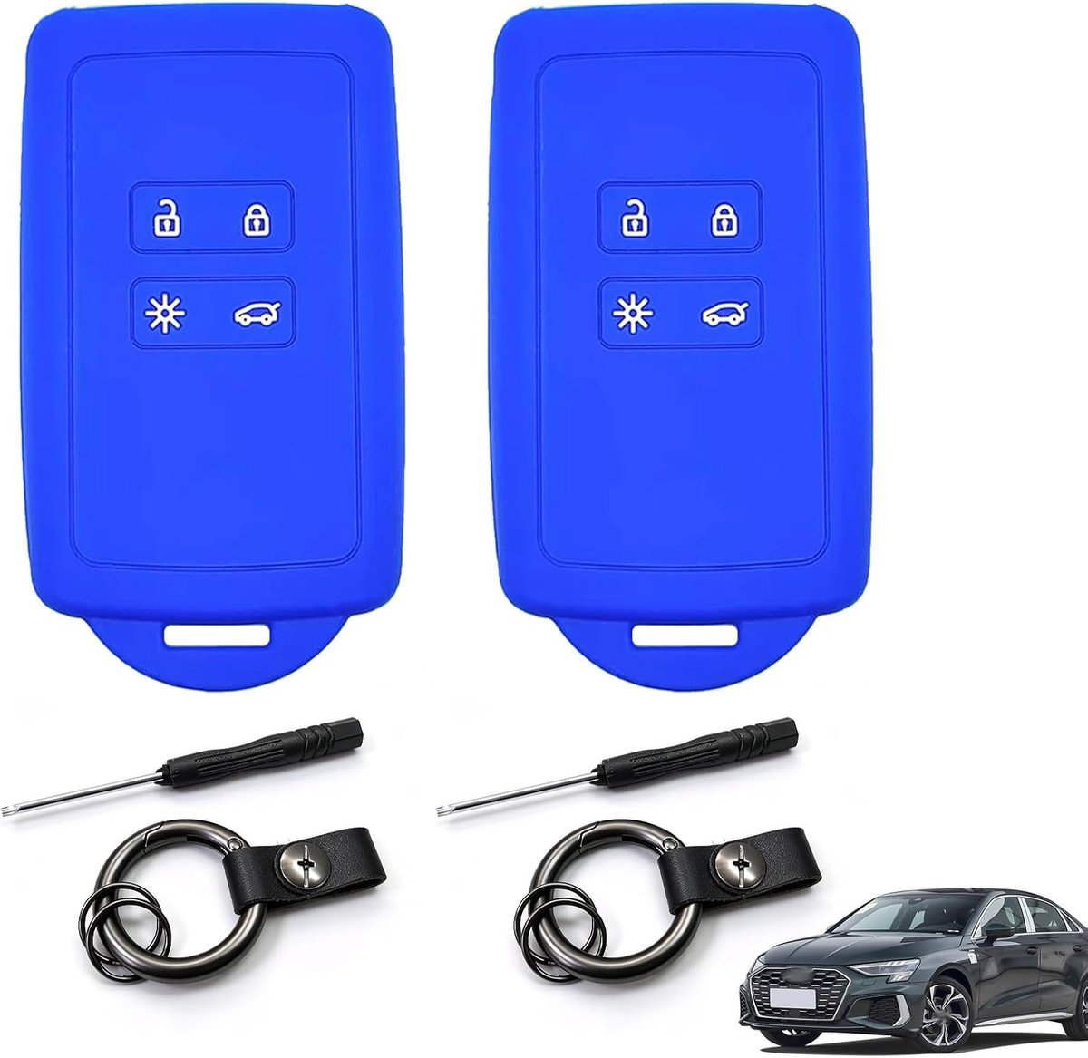 Autosleutelhoezen silicone - 2 stuks blauw - compatibel met Keyless systemen - optimale bescherming voor je sleutel - ShopVlot