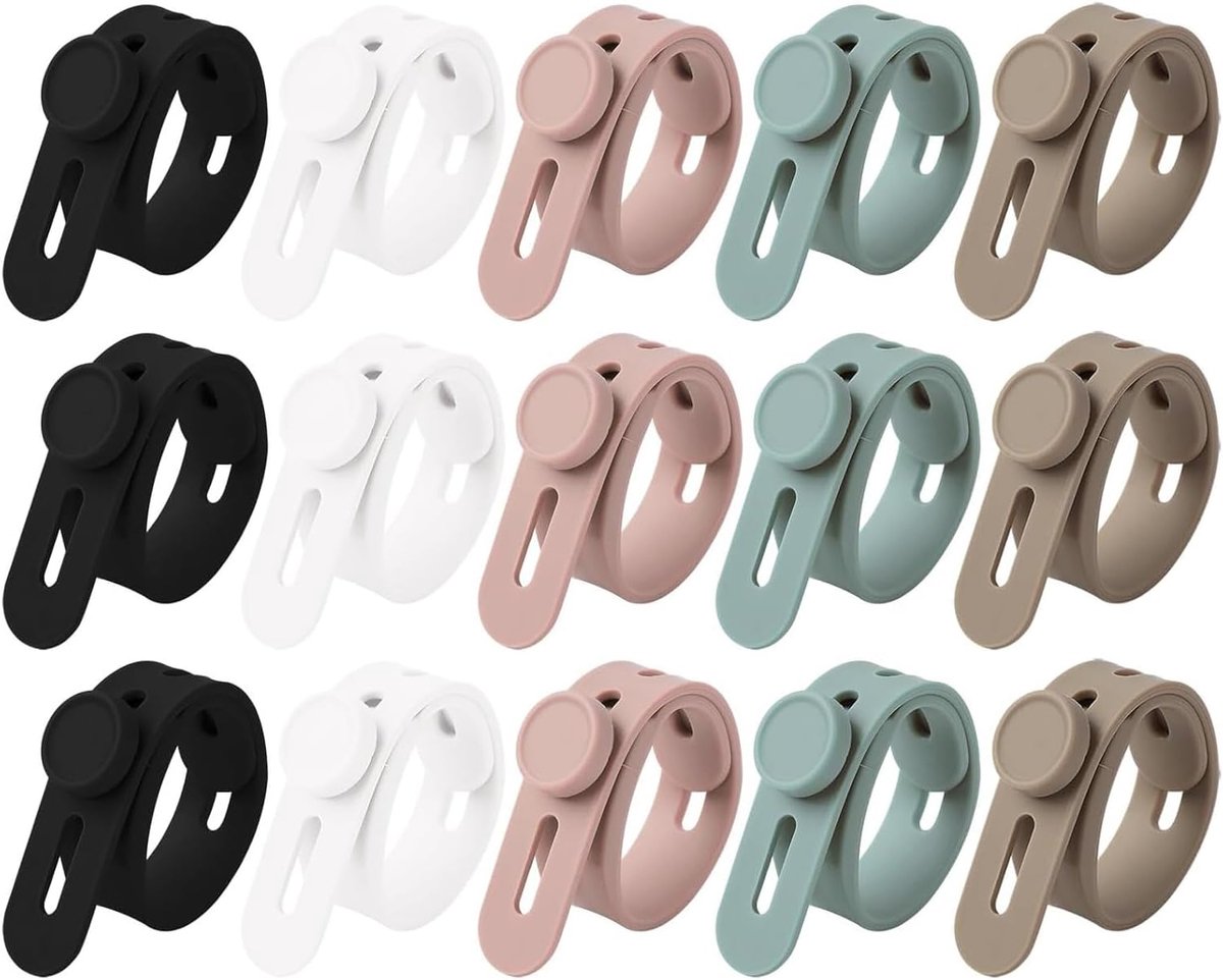 Siliconen kabelbinders 15 stuks - elastische binders met slotgesp - instelbaar en wasbaar - ideaal voor kabelmanagement - ShopVlot
