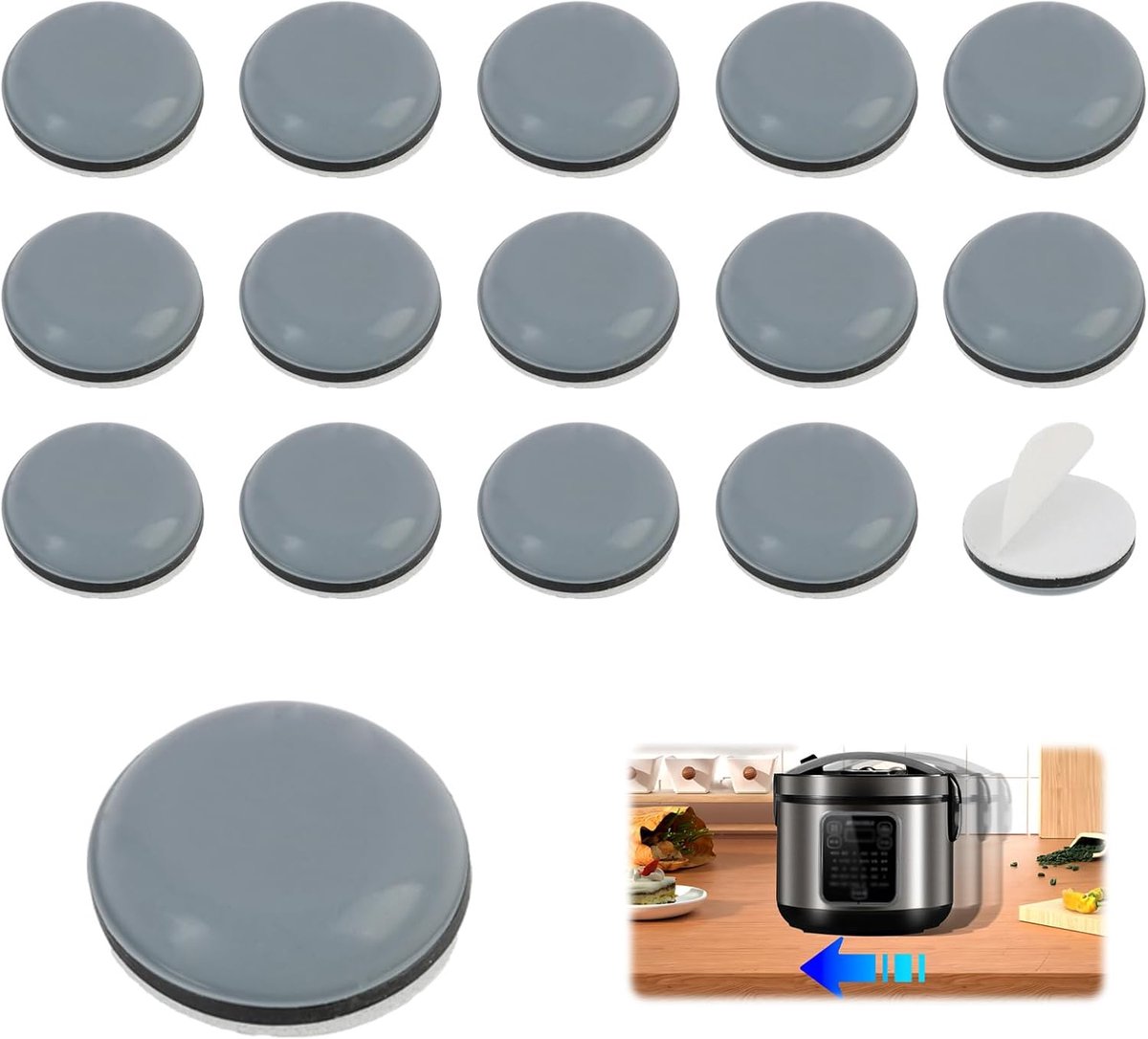 Set van 16 Zelfklevende Viltcaps - Blauw/Grijs - Voor Keukenapparaten - Makkelijk te verplaatsen - ShopVlot