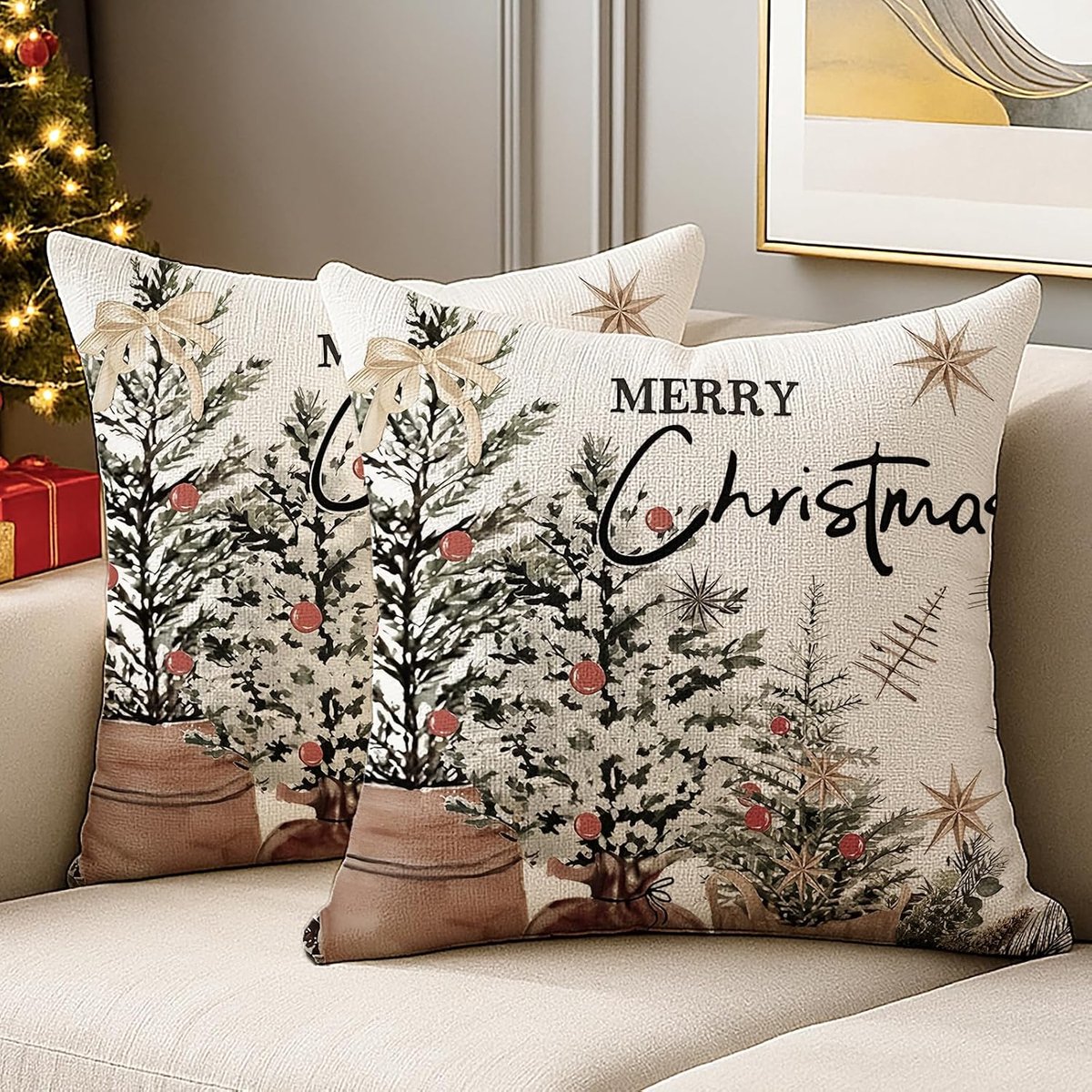 Kussenhoes 40 x 40 cm - Polyester - Moderne sneeuwvlokken - Perfect voor kerstdecoratie - ShopVlot