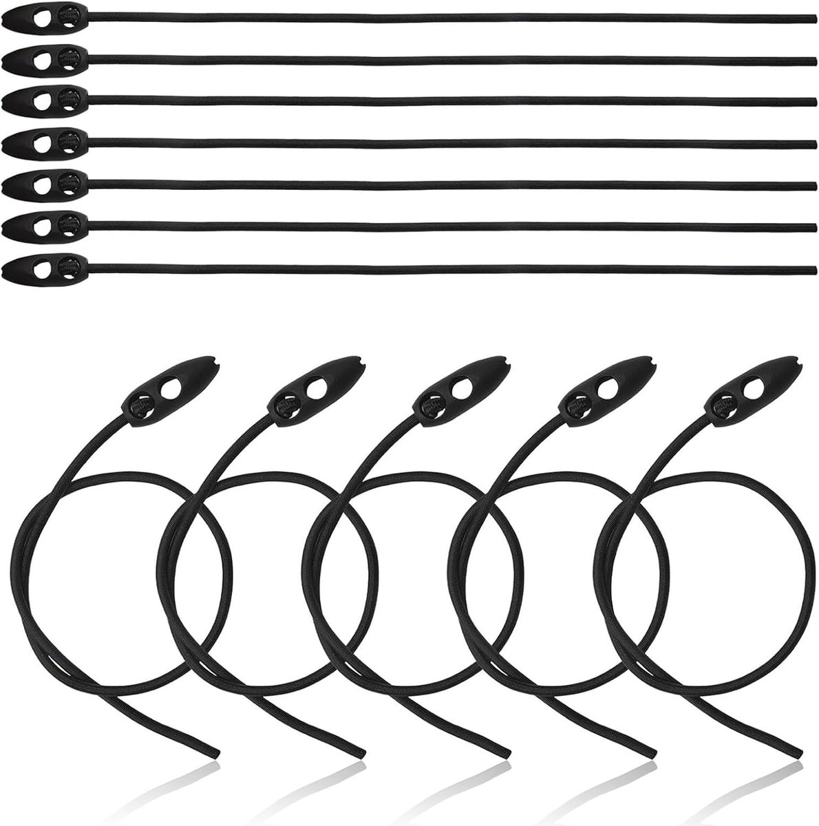 Fietsluggage spanningbanden 12 stuks - 50 en 100 cm - verstelbaar met haak - ideaal voor camper en tuin - ShopVlot