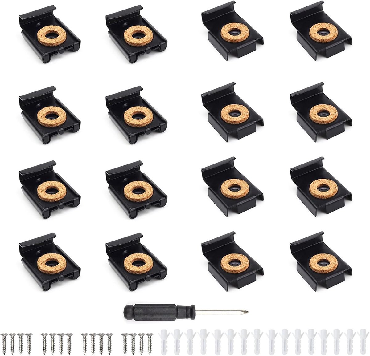 Spiegelhouders 4 sets (16 stuks) - vierkant - veermechanisme - eenvoudig en stijlvol bevestigen van glas en spiegels - ShopVlot