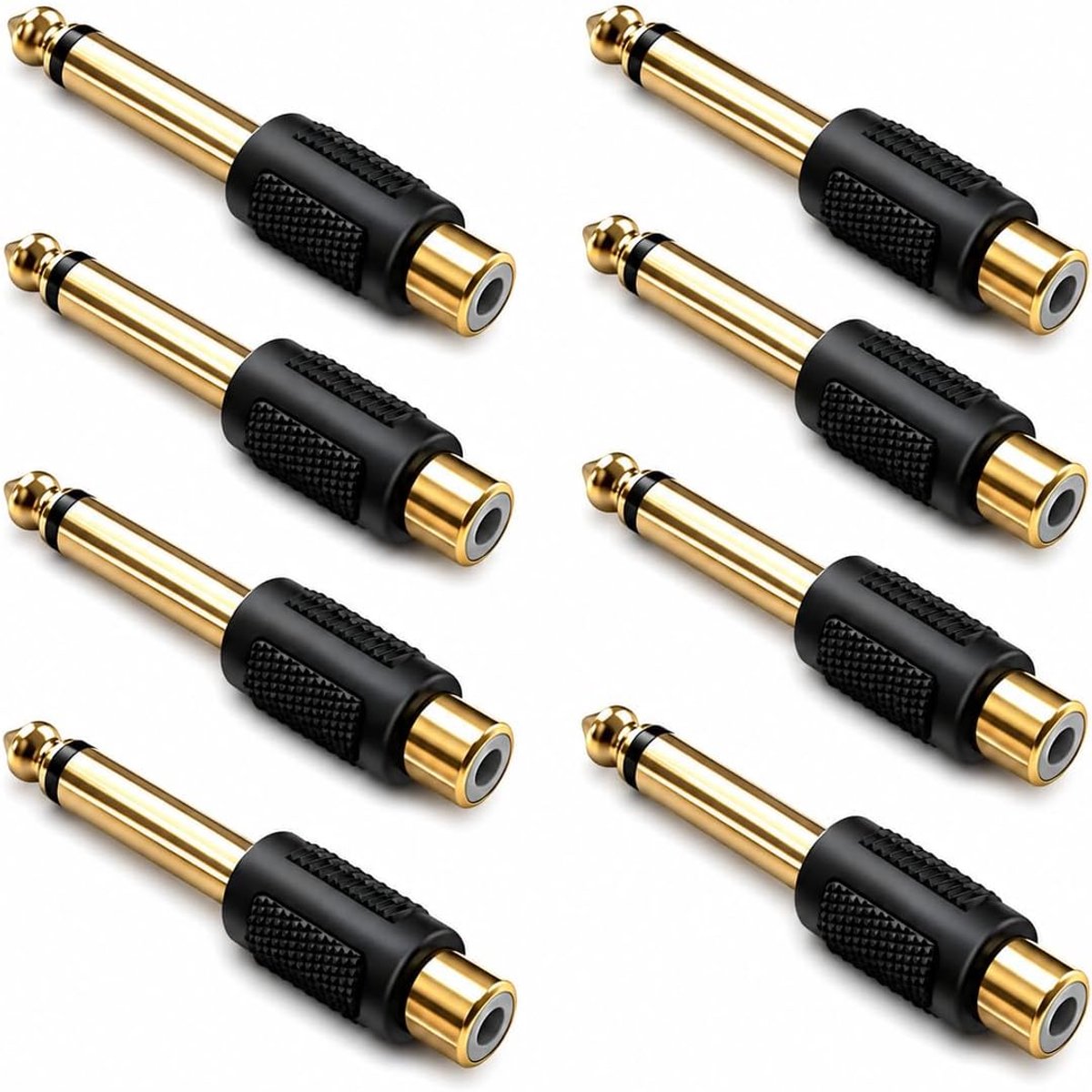 Cinch naar 6.35mm jack audio adapter - 8 stuks - voor betrouwbare audioverbinding - ideaal voor opnameapparatuur - ShopVlot