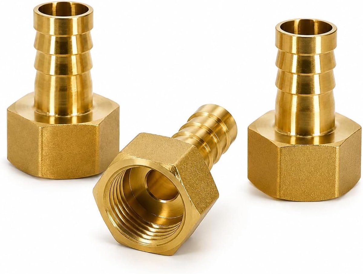 Messing koppelingen 10 mm x 1/2 PT - gegolfd messing - waterdicht - stabiele tuinaansluiting - ShopVlot