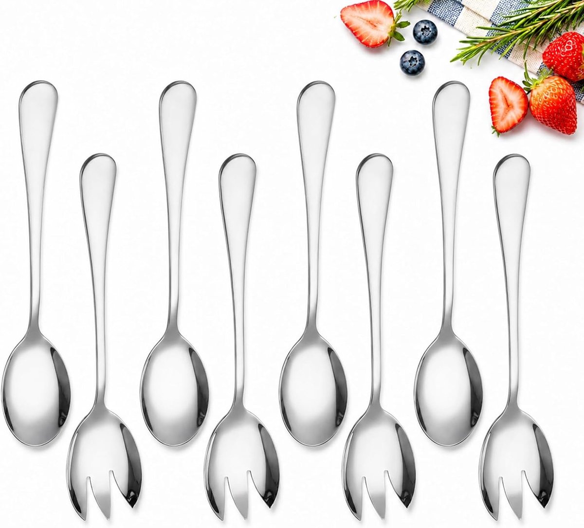 Saladebestek set - 8 delig - RVS - Duurzaam en vaatwasserbestendig - Ideaal voor salades - ShopVlot
