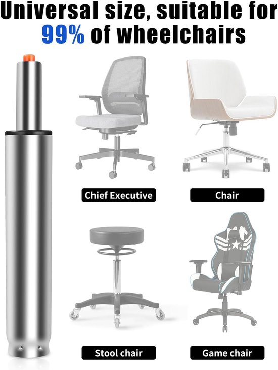 Gasveer 1000kg - 270mm-390mm - Zilver - Voor bureaustoel of gamingstoel - ShopVlot — afbeelding 2