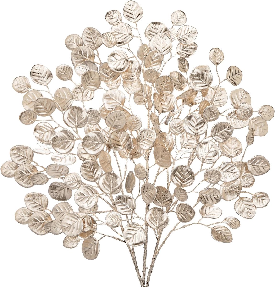 Eucalyptus takken set van 3 - 60 cm - goudkleurig - kerstdecoratie voor huis en kerstboom - ShopVlot