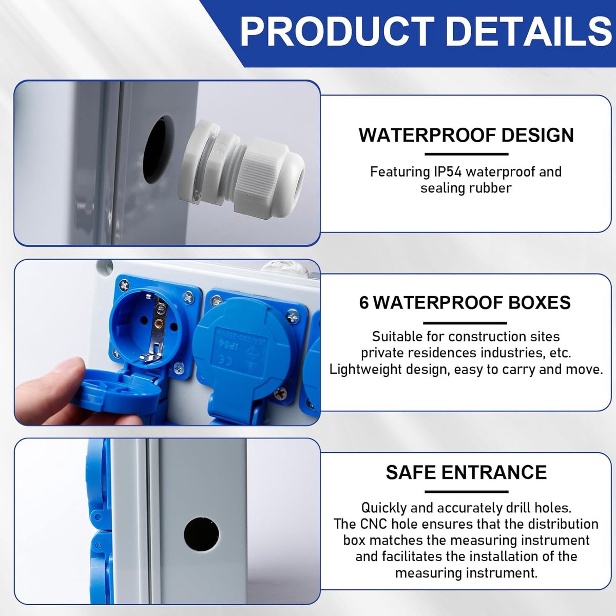 Schuko 230 V Plugverdeler - 3x 16 A wandcontactdoos - IP44 spatwaterdicht - veilig binnen en buiten gebruik - ShopVlot