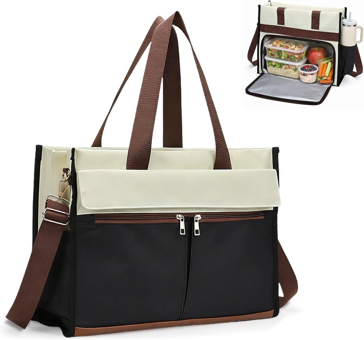 Dames Laptoptas 15.6 Inch - Grote Handtas - Waterdicht - Inclusief Geïsoleerd Lunchcompartiment - ShopVlot