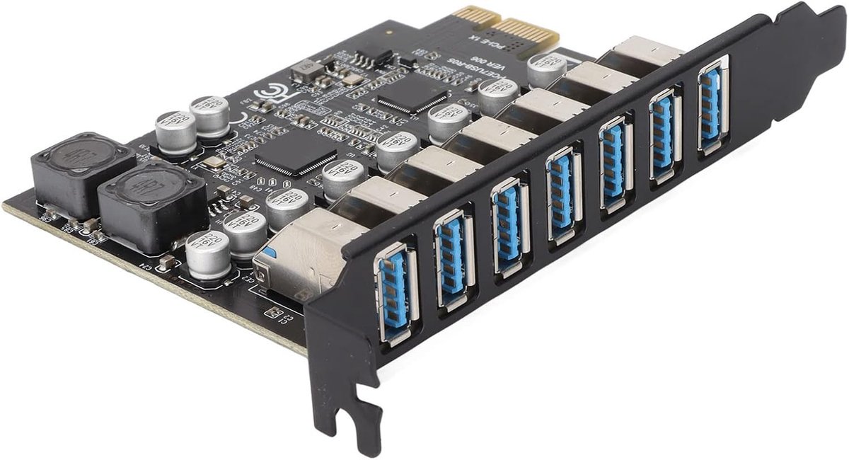 PCIe uitbreidingskaart 7 poorten - 5Gbps hoge snelheid - USB3.2 ondersteuning - ideaal voor desktop PC - ShopVlot