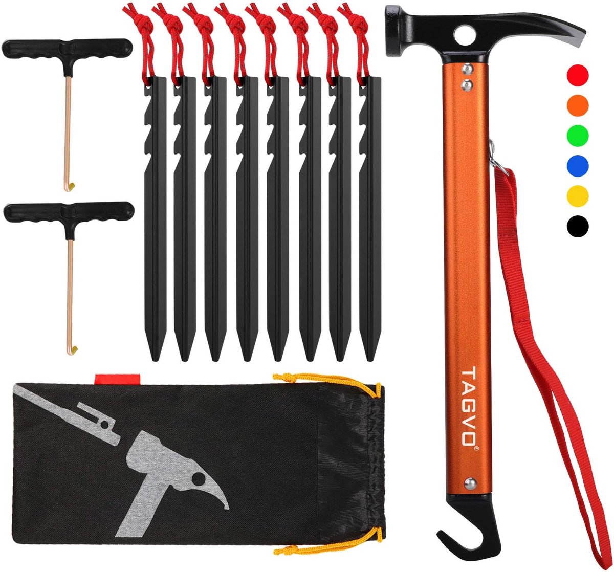 Campinghamer met Tent Pegs - Aluminium Multi-Functioneel - Inclusief Tenttrekkers - Ideaal voor Kamperen - ShopVlot