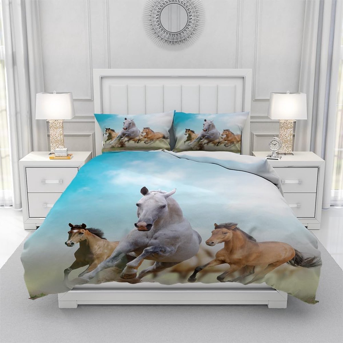 Dekbedovertrekset paarden 3D print - Microfiber - Zachte stof - Perfect voor kinderen en volwassenen - ShopVlot