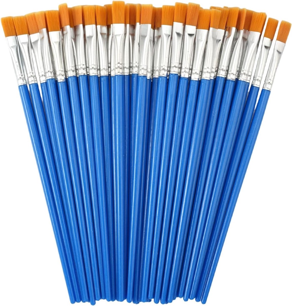 Platte Penselen Set - Blauw - 16,8 cm - Nylon Kwasten voor Aquarel en Acryl - Voor Kunstenaars en Beginners