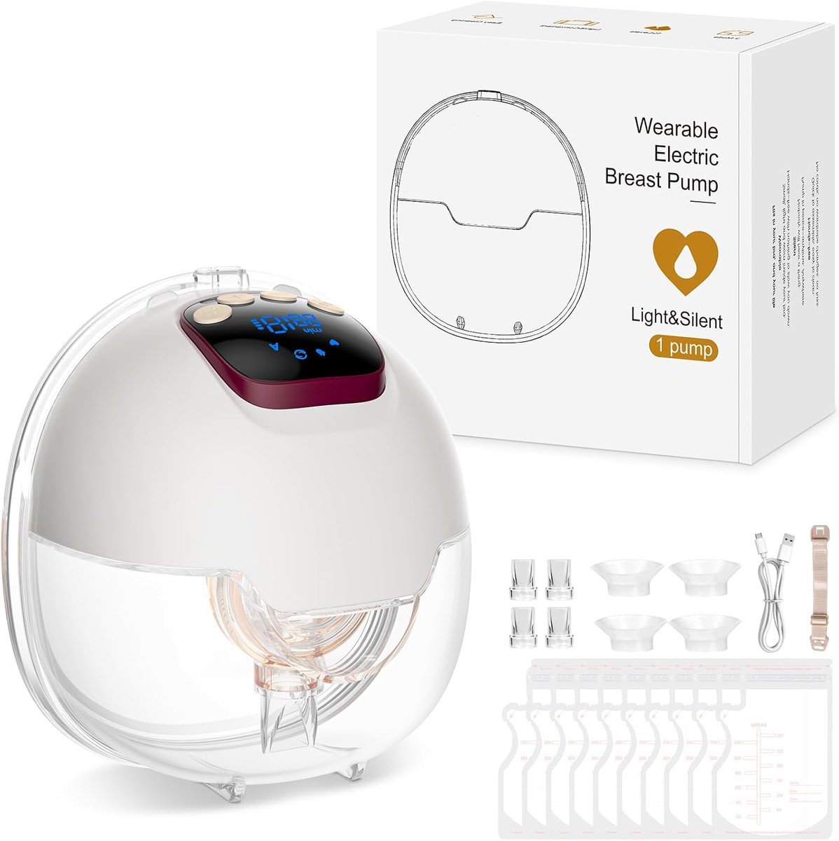 Hand milk pump, light and quiet breast pump for on the go, adjustable AMIPOW breast pump, electric portable electric - ShopVlot