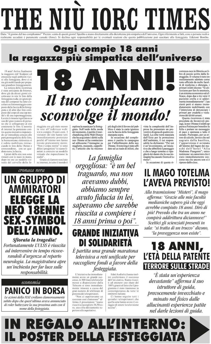 Bombo Birthday card for 18th birthday, newspaper - ShopVlot