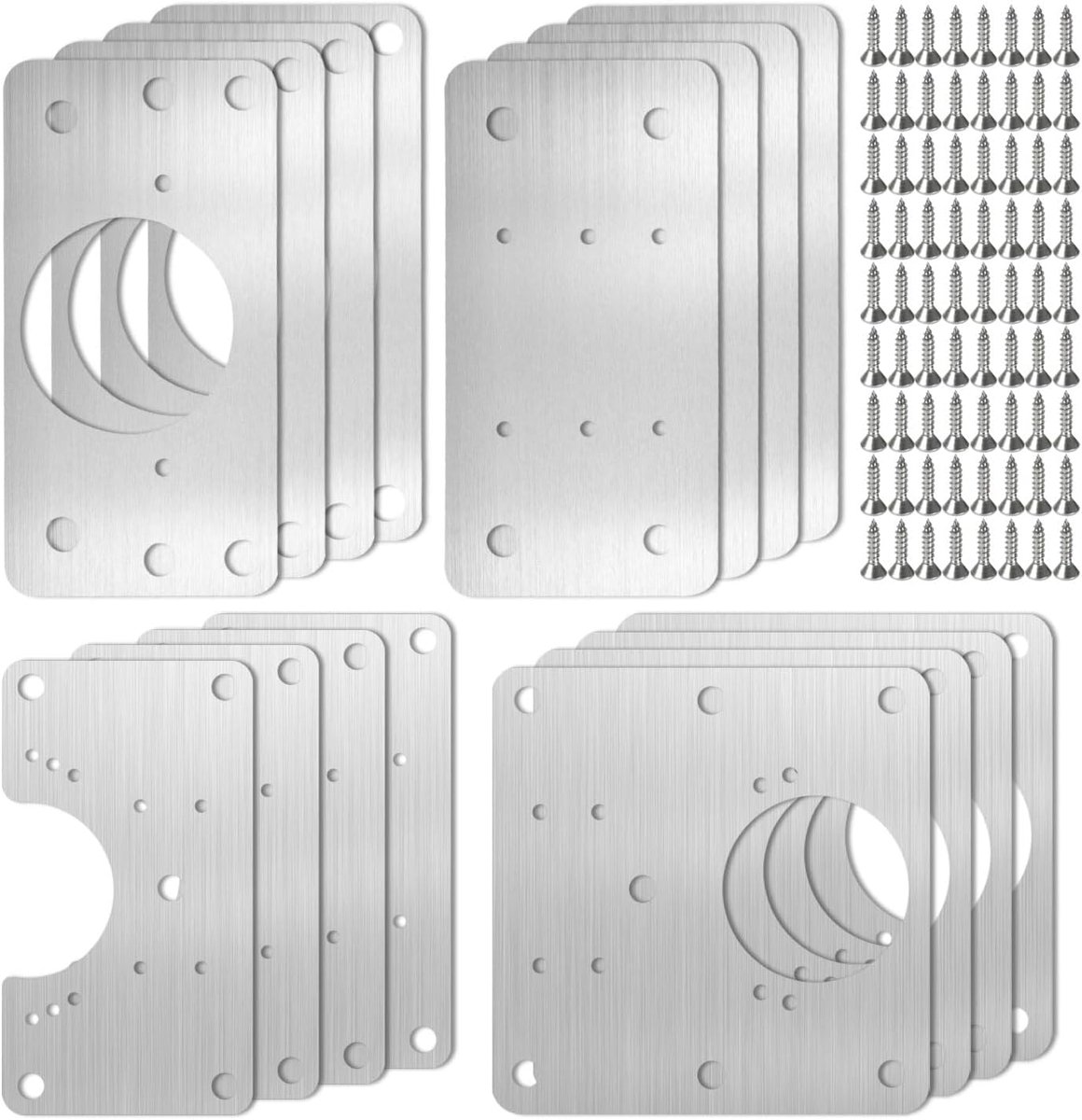 Hinge Repair Kit with Stainless Steel Plate for Cabinets - 16 Pieces - ShopVlot