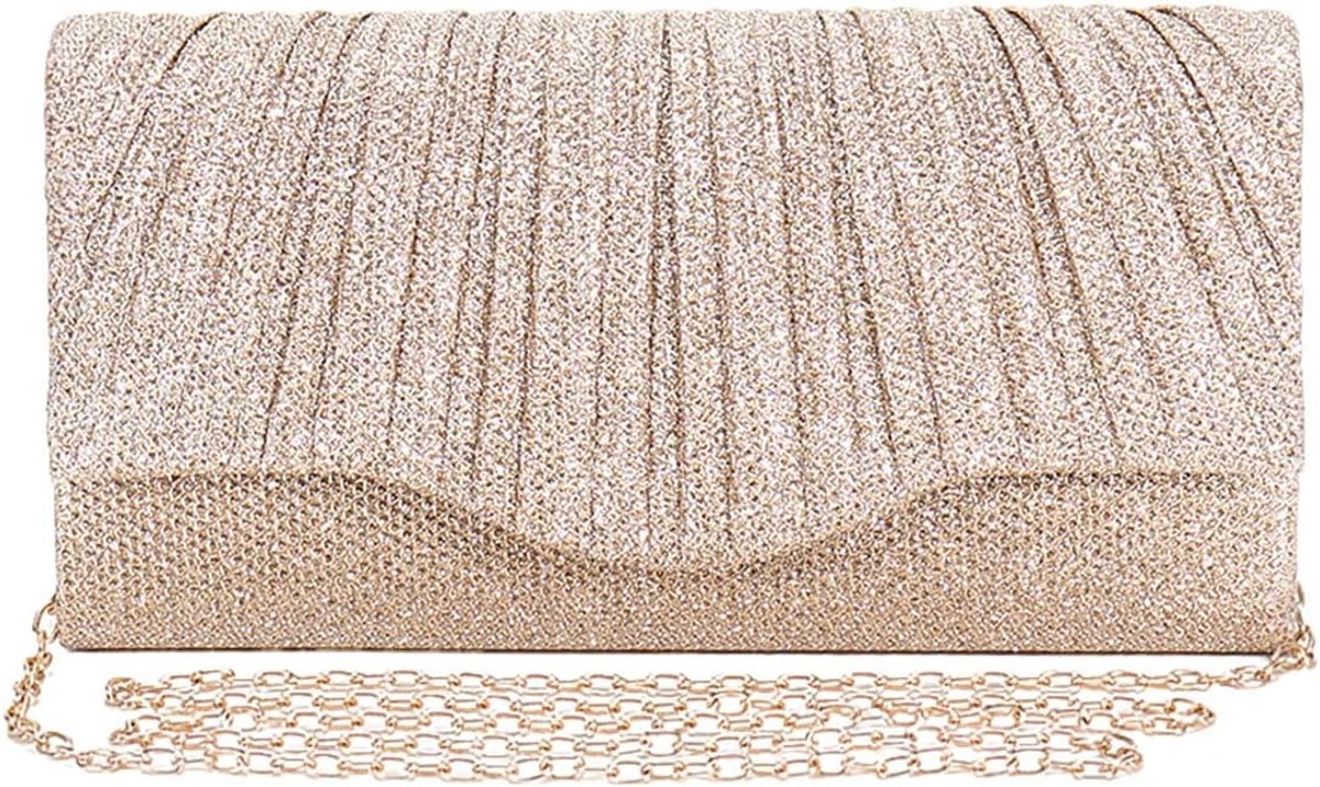 Magnetische Drukknoopsluiting Handtas Dames Glitter Afneembare Schouderketting Clutch Dames Glitter Geschikt Voor - ShopVlot
