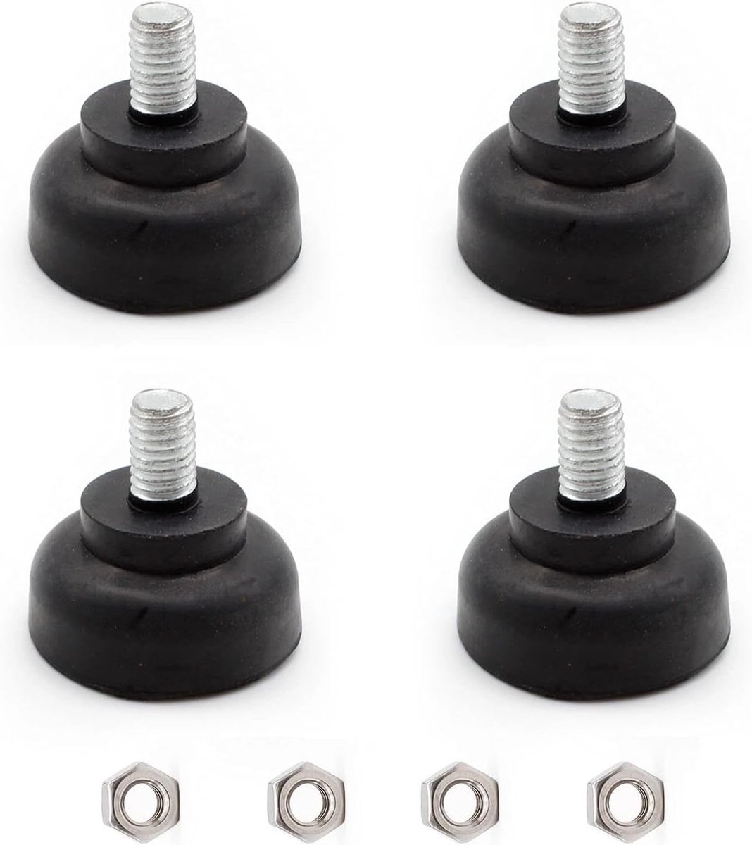 4 Pieces M8 Rubber Buffer with 4 Nuts 35 mm Vibration Damper M8 Rubber Adjustable Foot with Thickened Bottom for - ShopVlot