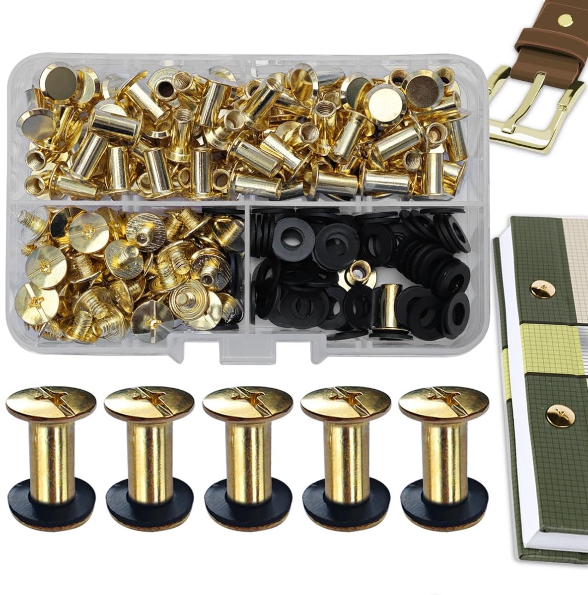 Chicago Book Screws 70 Pieces Stainless Steel M5 x 12 mm Chicago Screws Book Binder Screws Rivets for Leather Bags - ShopVlot