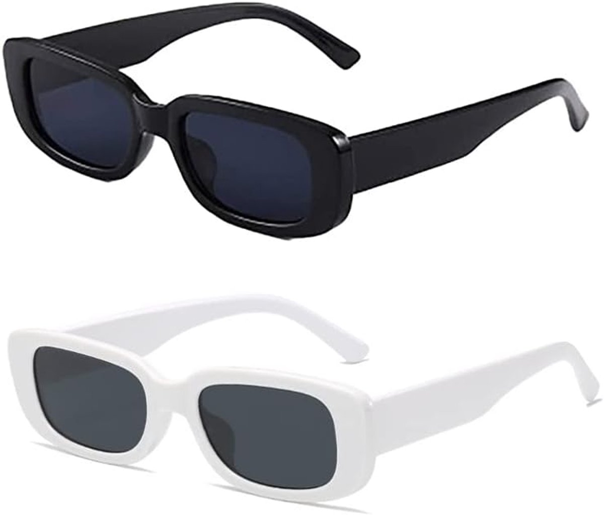 Taomeng Retro Sunglasses with Small Frame for Men and Women Trendy Rectangular Cross Brim All-Match Sunglasses - ShopVlot