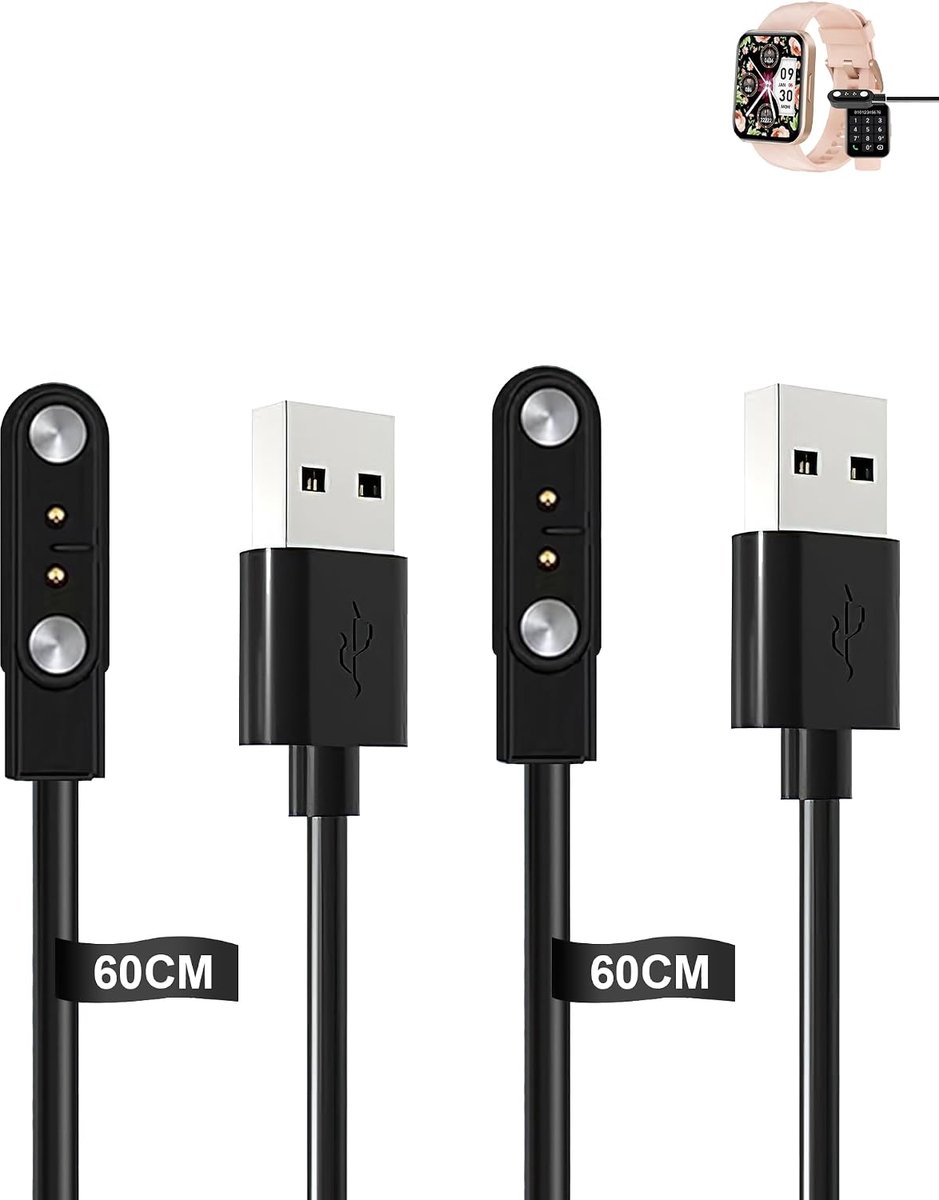 (2 stuks) kabel voor Dakofied D1B smartwatch 1,83 inch, yystao stabiele magnetische USB-oplaadkabel compatibel met - ShopVlot