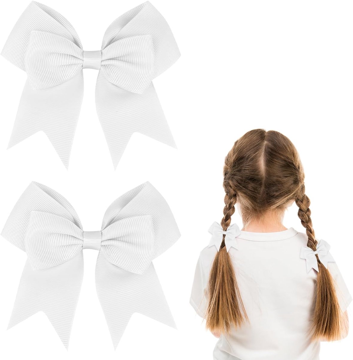 Haarstrik set 2 stuks - Grote witte haarclips - Zacht polyester - Perfect voor actieve meisjes - ShopVlot