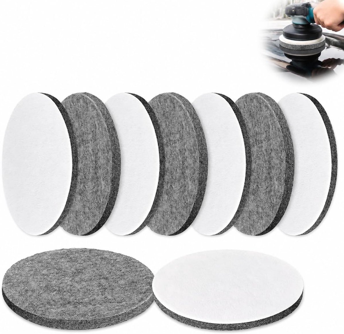 Vilten polijstschijven 125 mm - klittenband - hoogwaardige viltpads - ideaal voor autolakafwerking - ShopVlot