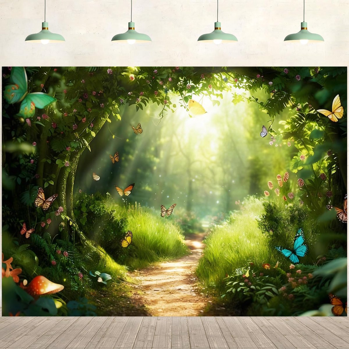 Fotoachtergrond betoverd bos 2,2 x 1,5 m - vinyl - magisch wonderland - ideaal voor feestdecoratie - ShopVlot