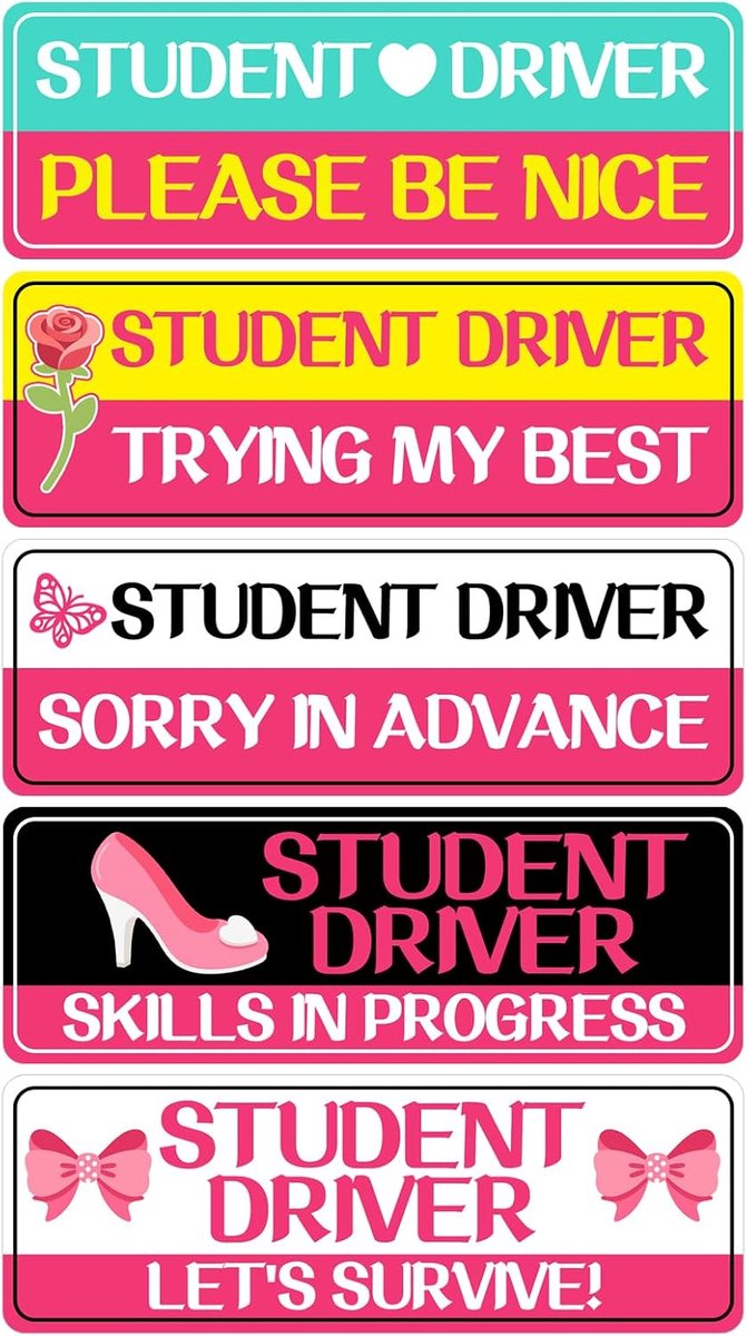 Auto Stickers voor Nieuwe Bestuurders - 5 Stuks Roze Rozen - Magnetisch - Mooi voor Beginners - ShopVlot