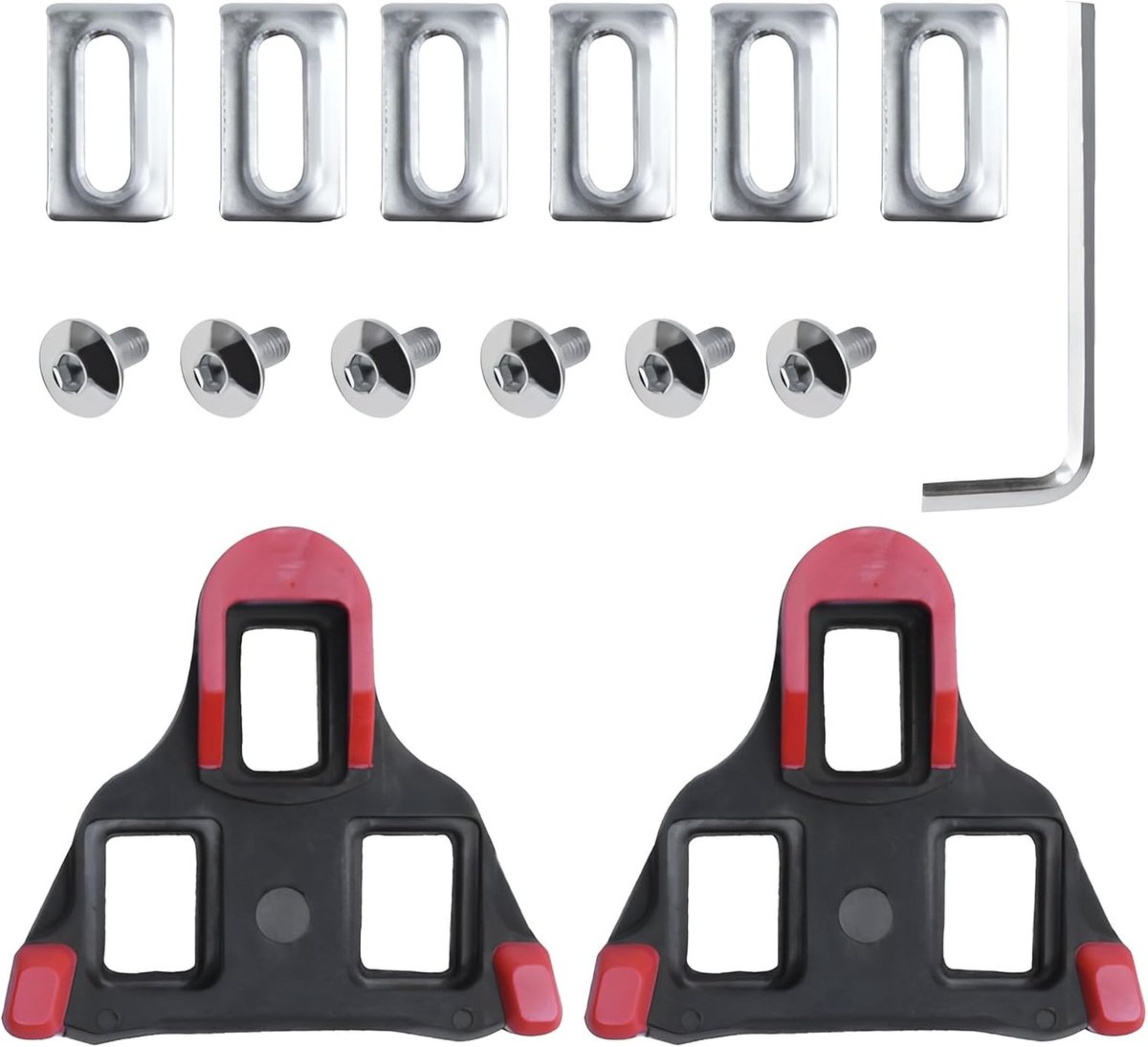 SPD cleats - zwart-rood - compatibel met SPD-SL pedalen - reserveset voor racefiets en triatlon - ShopVlot
