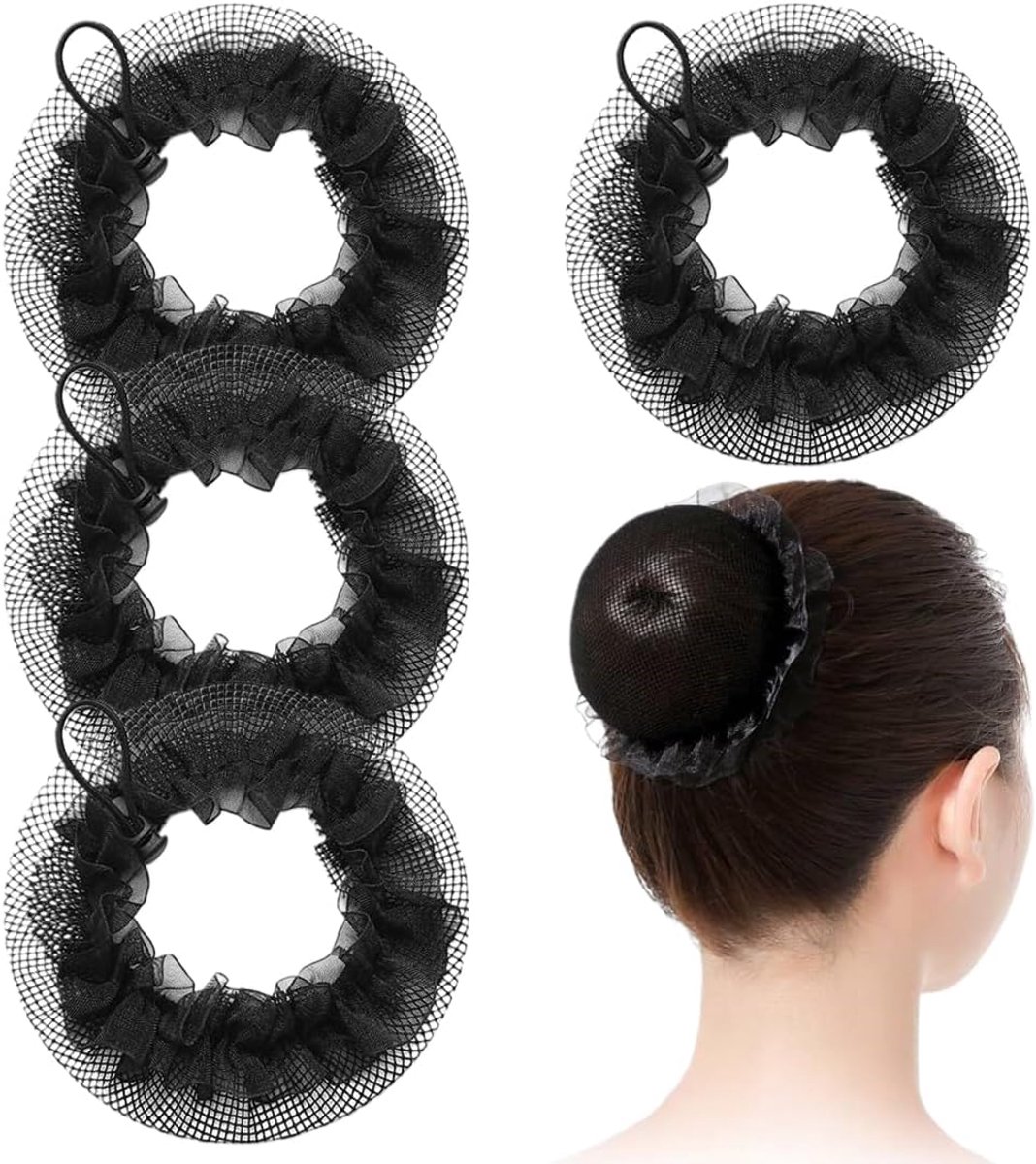 Haaraccessoires haarnetten set - Elastisch zwart - Comfortabel en ademend - Perfect voor ballet en gymnastiek - ShopVlot