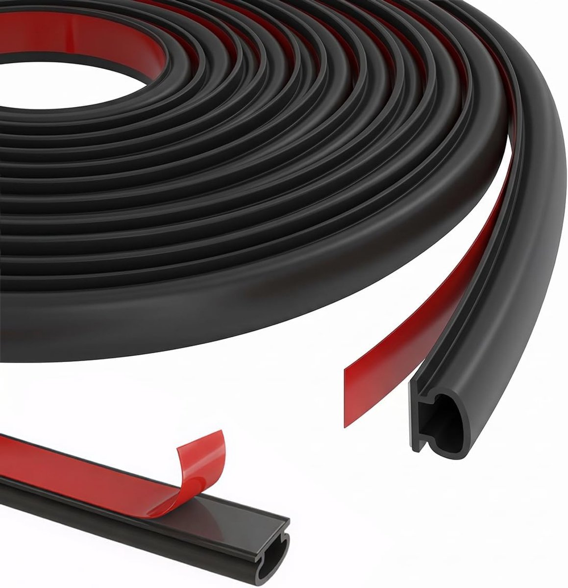Deurafdichtingsstrip 8M D-vormig - rubber - zelfklevend - isolatie tegen tocht en geluid - ShopVlot