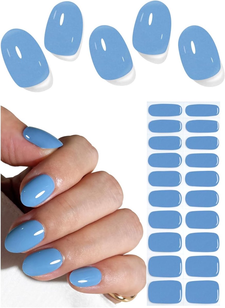 Nagelfolie 20 stuks - gletscher blauw - zelfklevend - voor doe-het-zelf nagels - ShopVlot