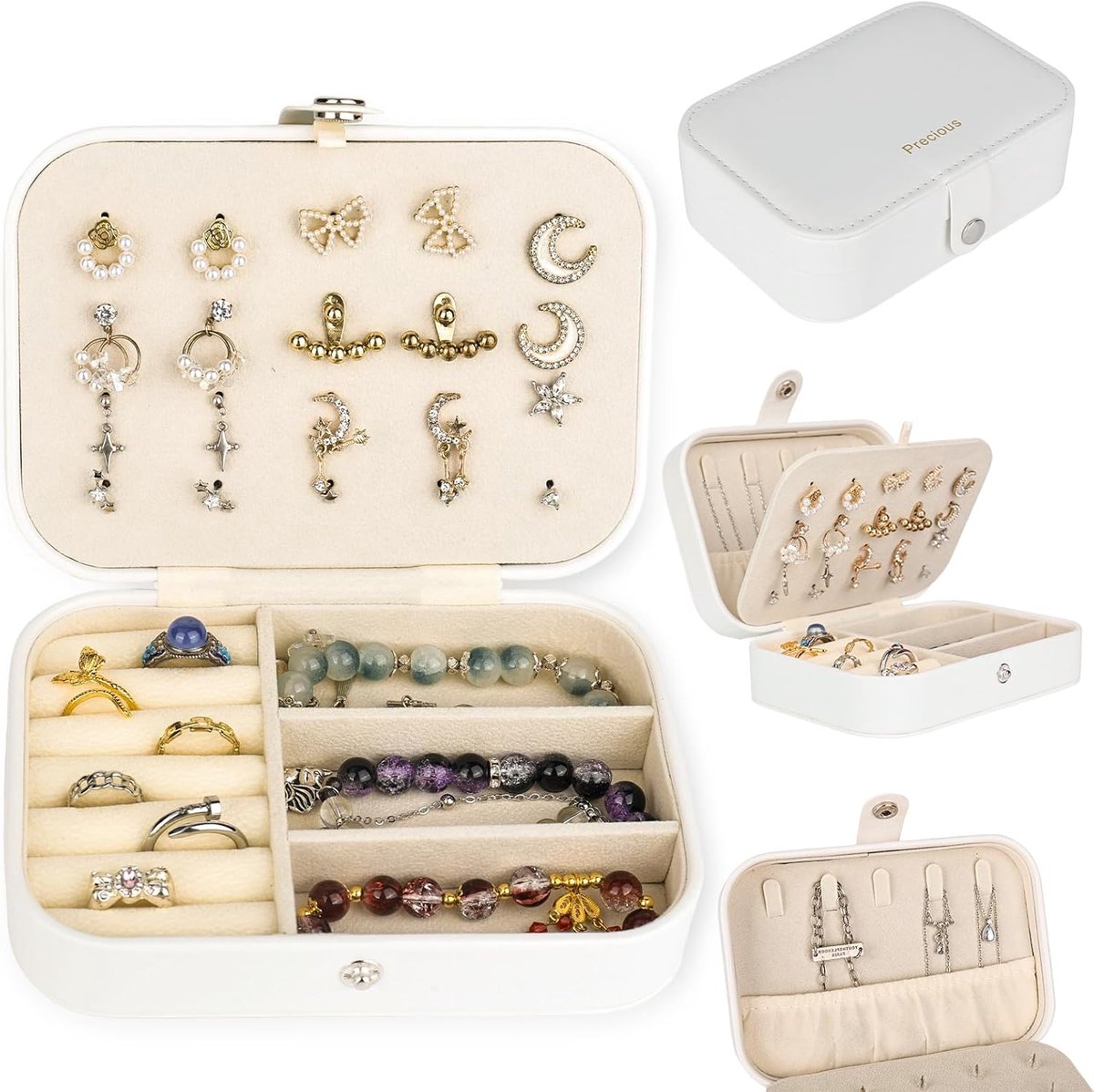 Sieradenbox Klein Reiskoffer - Meerdere Compartimenten - Voor Earring, Kettingen en Ringen - Ideaal voor onderweg - ShopVlot