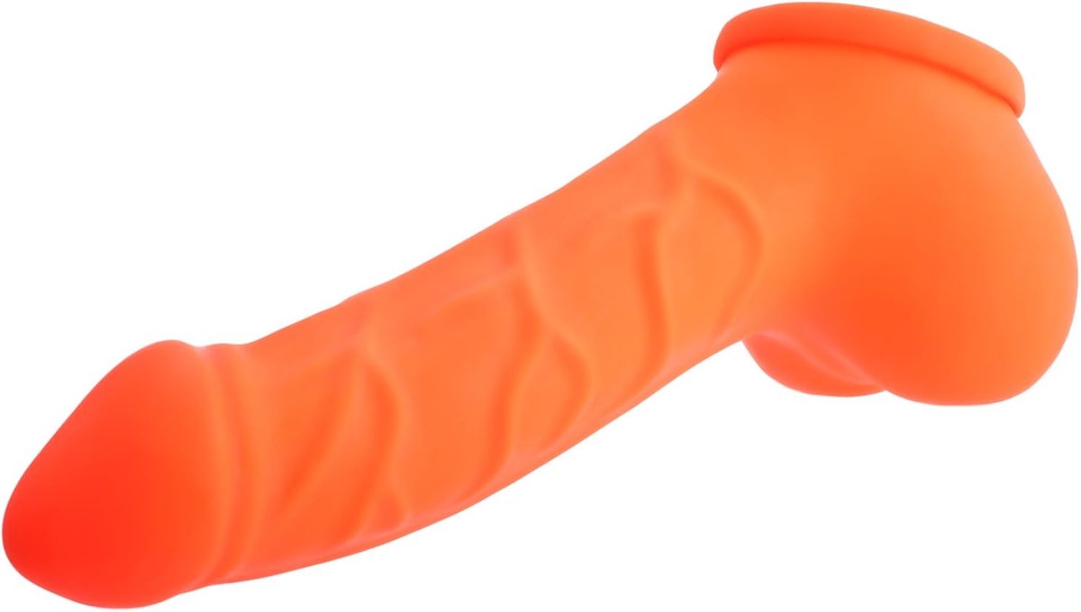 Latex sleeve 15 cm - neon oranje - anatomisch gevormd - optimale stimulatie - ShopVlot