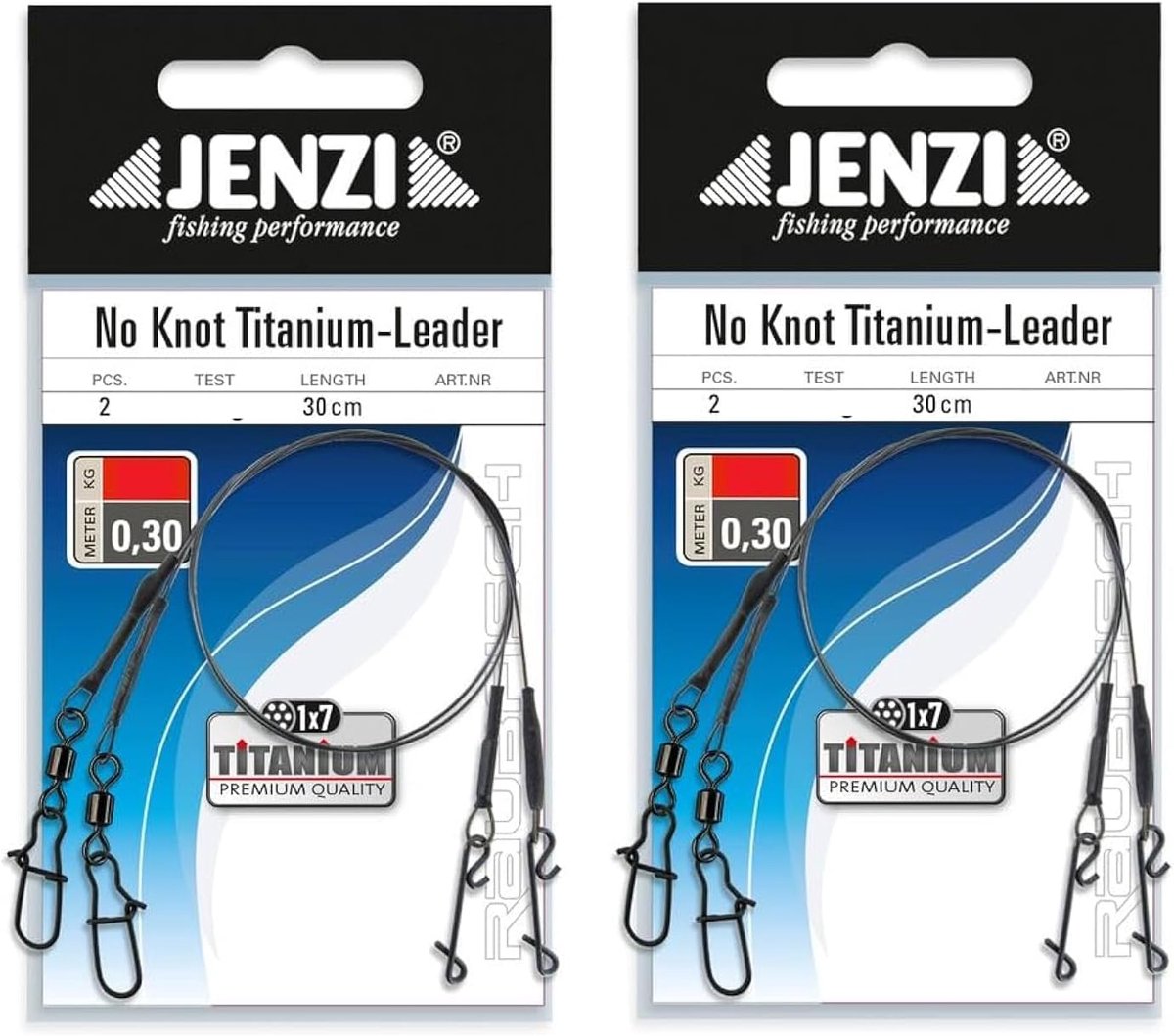 Titanium onderlijnset 4 stuks - 30 cm - knooploos - ideaal voor het vissen op snoek - ShopVlot
