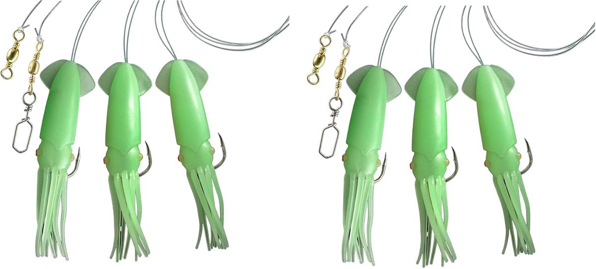 Zeevisaccessoire set van 2 of 3 - rubberen octopus met 3 armen - 115 cm lengte - perfect voor kabeljauw - ShopVlot