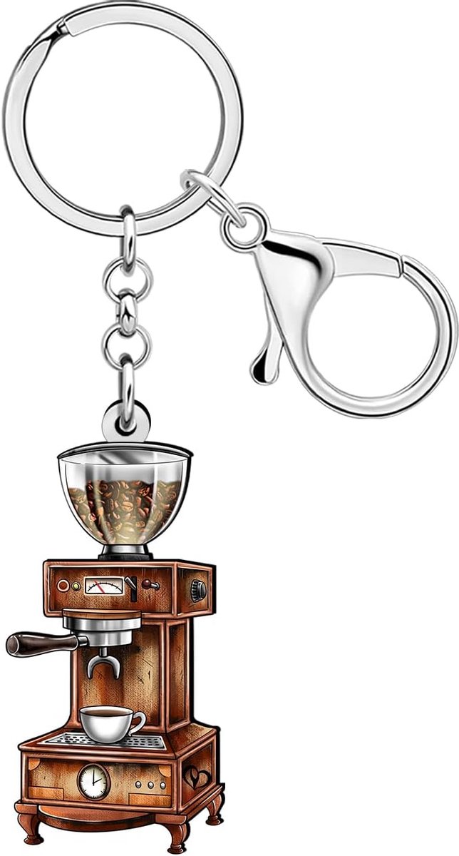 Sleutelhanger koffiezetapparaat - acryl vintage - voor koffieliefhebbers - leuk cadeau voor vrouwen - ShopVlot