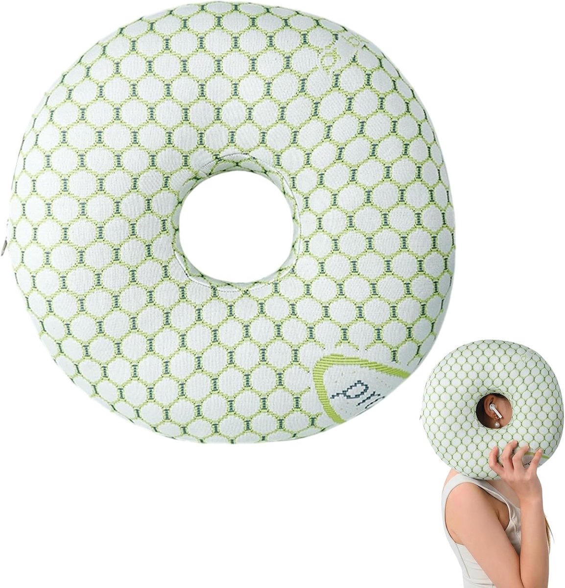 Oorkussen voor piercing - Donutkussen 30x30 cm - Polyester vulling - Verlicht pijn voor zijslapers - ShopVlot