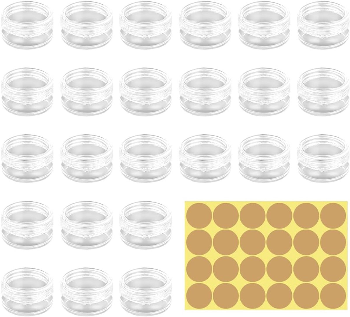 transparante cosmeticaglazen 5 ml - 24 stuks - met zelfklevende etiketten - ideaal voor verzorgingsproducten - ShopVlot