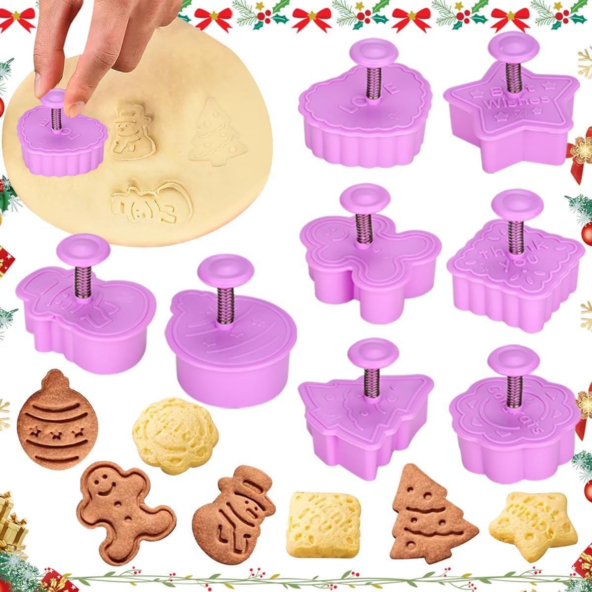 Kerstkoekjes uitsteker set (8 stuks) - kunststof - diverse vormen - perfect voor feestelijke traktaties - ShopVlot