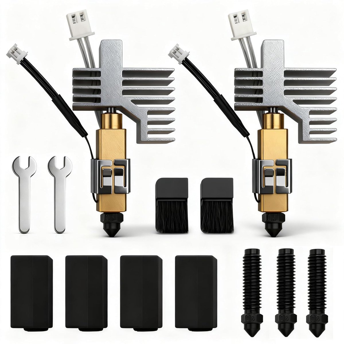 2pcs 0.5mm keramisch hotend - met extra geharde nozzles en heatsink - voor Centauri FDM 3D printers - ShopVlot