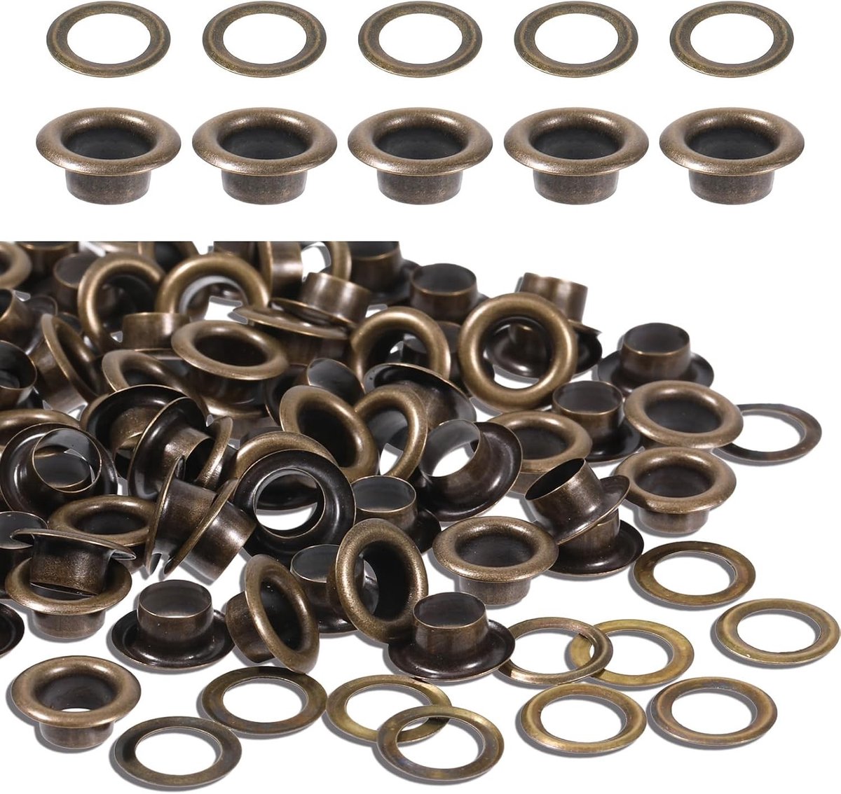 Oogjesset - Messing - 5 mm - Metalen Ogen met Sluitringen - Voor Stof en Doe-Het-Zelf Projecten