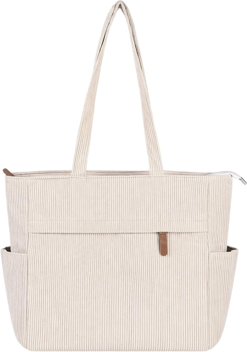Schoudertas dames 42x12x33 - geribbeld fluweel - grote capaciteit - ideaal voor dagelijks gebruik - ShopVlot