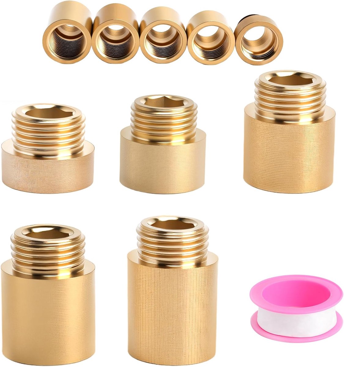 Kraanverlengstuk 1/2 inch - Messing waterverbinding - Set van 5 stuks - Eenvoudige installatie - ShopVlot