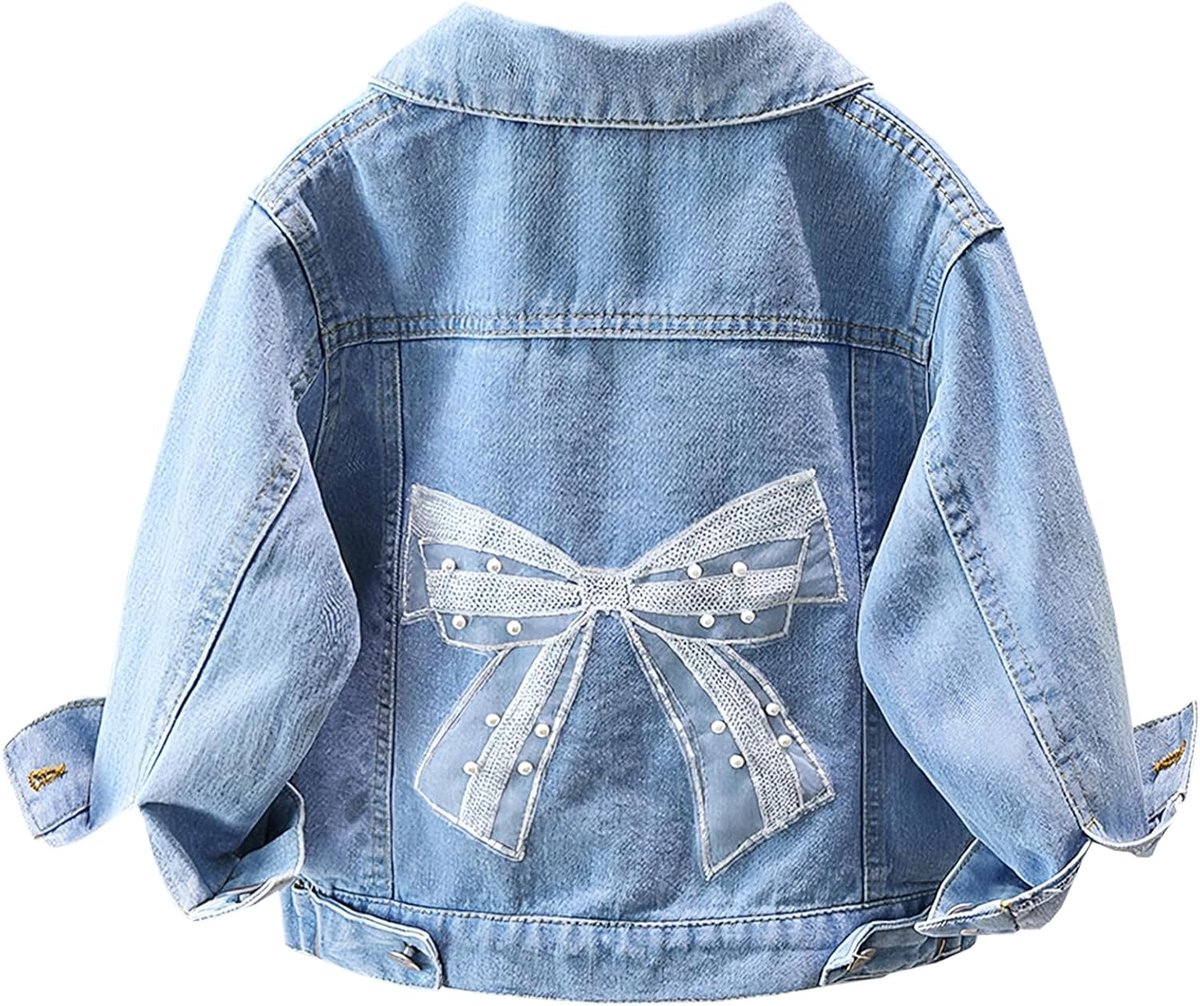 Jeansjack meisje - met bloemenborduring - schattige kindermode - ideaal voor buitenactiviteiten - ShopVlot