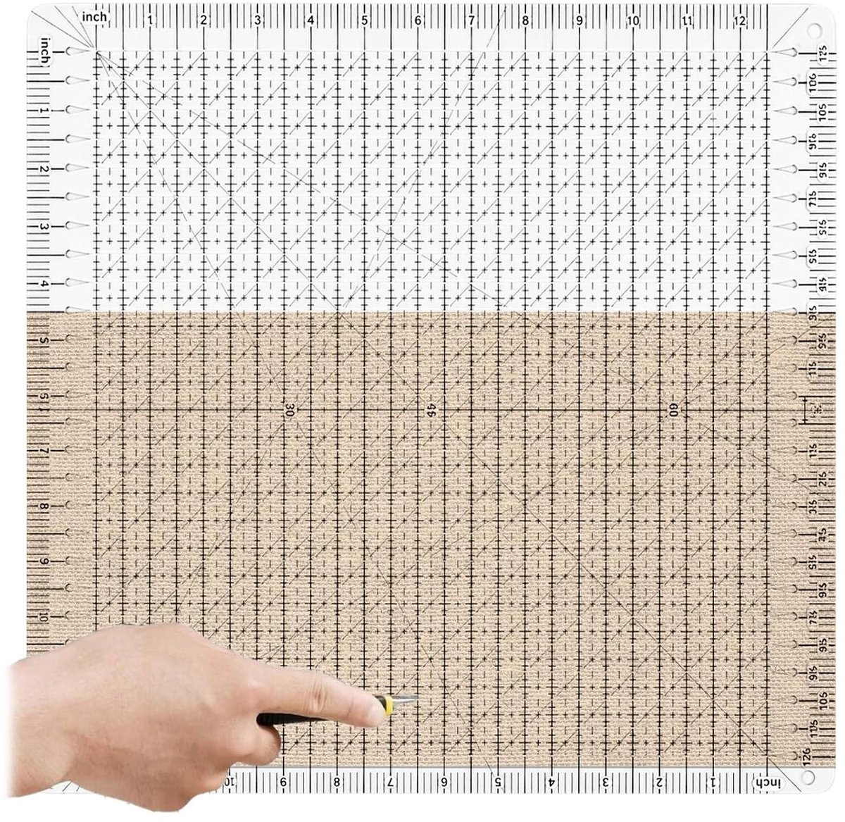 Quiltruler 12 inch - grote transparante quiltliniaal - acryl - ideaal voor patchwork en stoffen snijden - ShopVlot