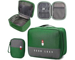 Pack of 2 Travel Medicine Bags, Pharmacy Bag, Empty, Waterproof, Green - ShopVlot